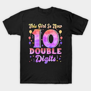 This Girl Is Now 10 Double Digits 10th Birthday Unicorn T-Shirt